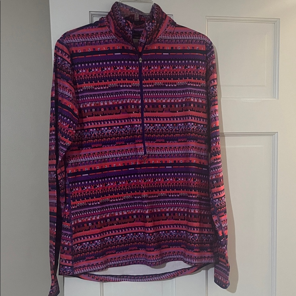 Nike Women's Half-Zip Patterned Pullover - Pink & Purple